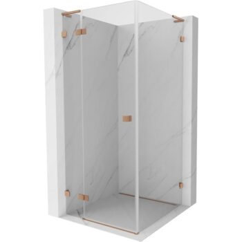 MEXEN/S - Lunar L sprchový kút dvere krídlové ľavá 70 x 70, transparent, meď kartáčovaná 834L-070-070-65-00-L
