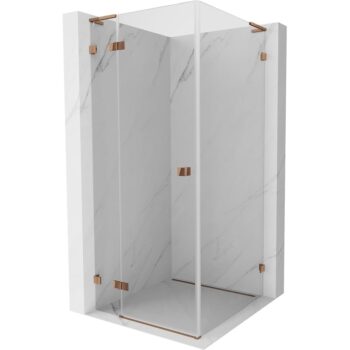 MEXEN/S - Lunar L sprchový kút dvere krídlové ľavá 70 x 70, transparent, ružové zlato 834L-070-070-60-00-L