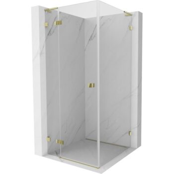 MEXEN/S - Lunar L sprchový kút dvere krídlové ľavá 70 x 70, transparent, zlato 834L-070-070-50-00-L
