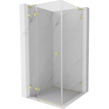 MEXEN/S - Lunar L sprchový kút dvere krídlové ľavá 70 x 70, transparent, zlato kefovaná 834L-070-070-55-00-L