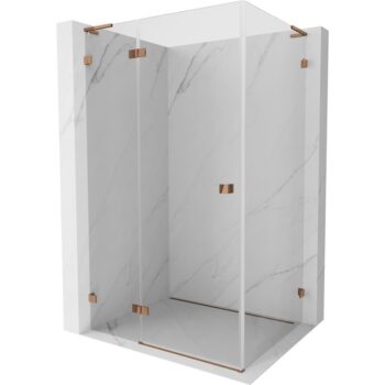 MEXEN/S - Lunar L sprchový kút dvere krídlové ľavá 80 x 70, transparent, ružové zlato 834L-080-070-60-00-L