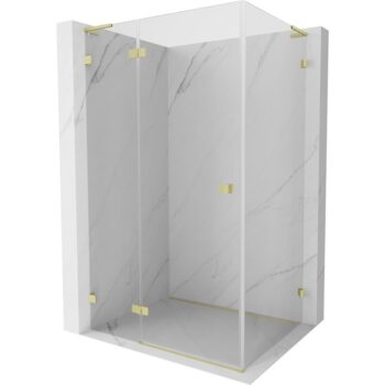 MEXEN/S - Lunar L sprchový kút dvere krídlové ľavá 85 x 70, transparent, zlato kartáčovaná 834L-085-070-55-00-L