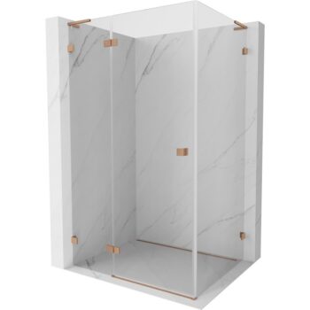 MEXEN/S - Lunar L sprchový kút dvere krídlové ľavá 90 x 70, transparent, meď kartáčovaná 834L-090-070-65-00-L