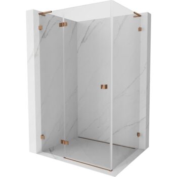MEXEN/S - Lunar L sprchový kút dvere krídlové ľavá 90 x 70, transparent, ružové zlato 834L-090-070-60-00-L