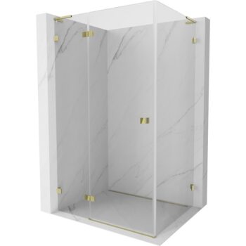 MEXEN/S - Lunar L sprchový kút dvere krídlové ľavá 90 x 70, transparent, zlato 834L-090-070-50-00-L