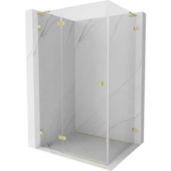 MEXEN/S - Lunar L sprchový kút dvere krídlové ľavá 95 x 70, transparent, zlato kartáčovaná 834L-095-070-55-00-L