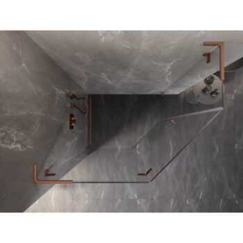 MEXEN/S - Lunar L sprchový kút päťboký krídlový ľavá 100 x 80, transparent, meď kartáčovaná 831L-100L-080P-65-00-L