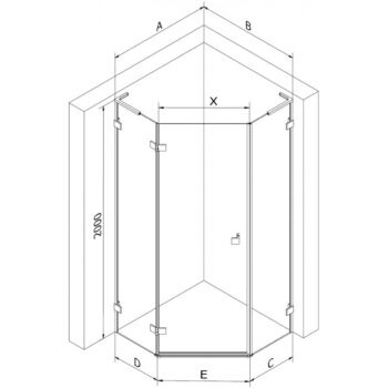 MEXEN/S - Lunar L sprchový kút päťboký krídlový ľavá 100 x 80, transparent, zlato kartáčovaná 831L-100L-080P-55-00-L