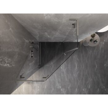 MEXEN/S - Lunar L sprchový kút päťboký krídlový ľavá 80 x 80, transparent, nikel kartáčovaný 831L-080L-080P-97-00-L