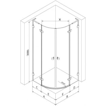 MEXEN/S - Lunar L sprchový kút štvrťkruh krídlový ľavá 100 x 80, transparent, zlato 833L-100L-080P-50-00