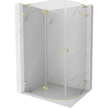 MEXEN/S - Lunar L sprchový kút štvrťkruh krídlový ľavá 100 x 80, transparent, zlato kartáčovaná 833L-100L-080P-55-00