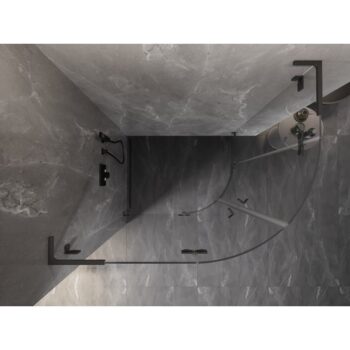 MEXEN/S - Lunar L sprchový kút štvrťkruh krídlový ľavá 100 x 90, transparent, grafit metal 833L-100L-090P-95-00