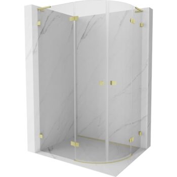 MEXEN/S - Lunar L sprchový kút štvrťkruh krídlový ľavá 100 x 90, transparent, zlato kartáčovaná 833L-100L-090P-55-00