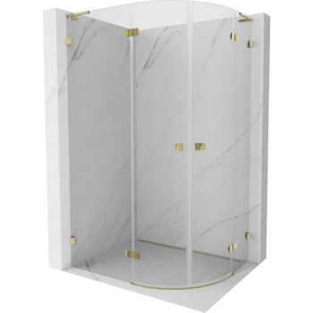 MEXEN/S - Lunar L sprchový kút štvrťkruh krídlový ľavá 90 x 80, transparent, zlato 833L-090L-080P-50-00