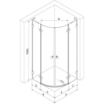 MEXEN/S - Lunar L sprchový kút štvrťkruh krídlový pravá 100 x 70, transparent, meď kartáčovaná 833L-100P-070L-65-00