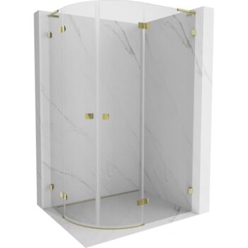 MEXEN/S - Lunar L sprchový kút štvrťkruh krídlový pravá 100 x 70, transparent, zlato kartáčovaná 833L-100P-070L-55-00