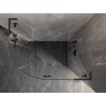MEXEN/S - Lunar L sprchový kút štvrťkruh krídlový pravá 100 x 80, transparent, grafit metal 833L-100P-080L-95-00