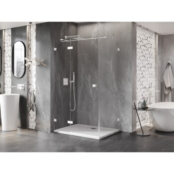 MEXEN/S - Lunar T sprchovací kút dvere krídlové ľavá 125 x 70, transparent, biela 834T-125-070-20-00-L