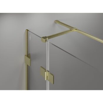 MEXEN/S - Lunar T sprchovací kút dvere krídlové ľavá 125 x 70, transparent, zlato kartáčovaná 834T-125-070-55-00-L