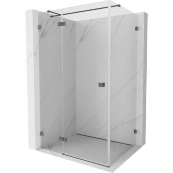 MEXEN/S - Lunar T sprchovací kút dvere krídlové ľavá 135 x 110, transparent, grafit kartáčovaná 834T-135-110-66-00-L