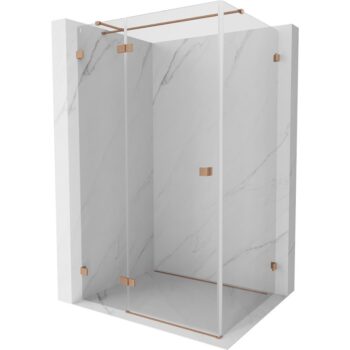 MEXEN/S - Lunar T sprchovací kút dvere krídlové ľavá 135 x 110, transparent, meď kartáčovaná 834T-135-110-65-00-L