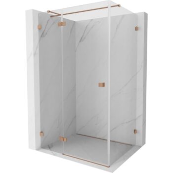 MEXEN/S - Lunar T sprchovací kút dvere krídlové ľavá 135 x 120, transparent, meď kartáčovaná 834T-135-120-65-00-L