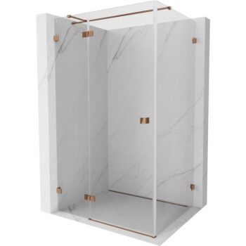 MEXEN/S - Lunar T sprchovací kút dvere krídlové ľavá 135 x 120, transparent, ružové zlato 834T-135-120-60-00-L