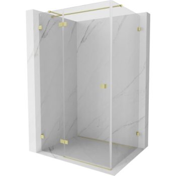 MEXEN/S - Lunar T sprchovací kút dvere krídlové ľavá 135 x 120, transparent, zlato kartáčovaná 834T-135-120-55-00-L