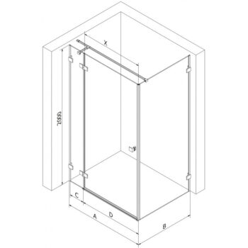 MEXEN/S - Lunar T sprchovací kút dvere krídlové ľavá 135 x 70, transparent, grafit metal 834T-135-070-95-00-L