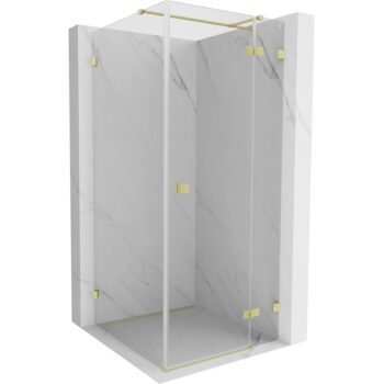 MEXEN/S - Lunar T sprchovací kút dvere krídlové pravá 110 x 110, transparent, zlato kartáčovaná 834T-110-110-55-00-P