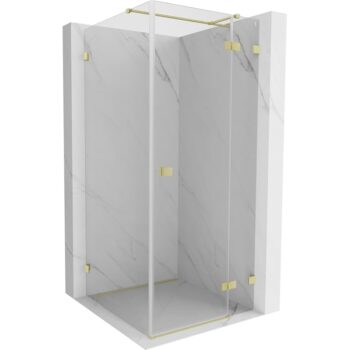 MEXEN/S - Lunar T sprchovací kút dvere krídlové pravá 120 x 120, transparent, zlato kartáčovaná 834T-120-120-55-00-P