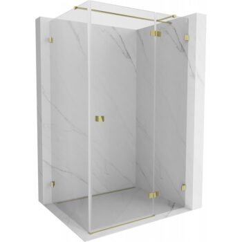 MEXEN/S - Lunar T sprchovací kút dvere krídlové pravá 125 x 120, transparent, zlato 834T-125-120-50-00-P