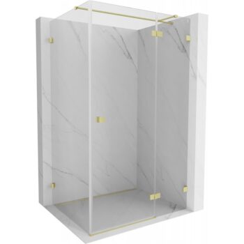 MEXEN/S - Lunar T sprchovací kút dvere krídlové pravá 125 x 120, transparent, zlato kartáčovaná 834T-125-120-55-00-P