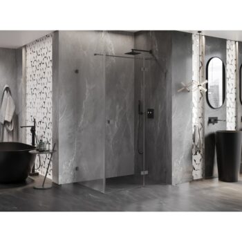 MEXEN/S - Lunar T sprchovací kút dvere krídlové pravá 125 x 70, transparent, grafit metal 834T-125-070-95-00-P