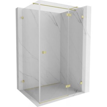 MEXEN/S - Lunar T sprchovací kút dvere krídlové pravá 125 x 70, transparent, zlato kartáčovaná 834T-125-070-55-00-P
