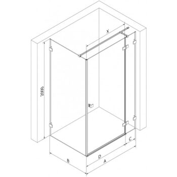 MEXEN/S - Lunar T sprchovací kút dvere krídlové pravá 130 x 120, transparent, meď kartáčovaná 834T-130-120-65-00-P