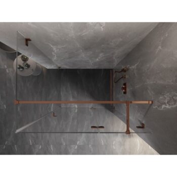 MEXEN/S - Lunar T sprchovací kút dvere krídlové pravá 135 x 110, transparent, ružové zlato 834T-135-110-60-00-P