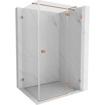 MEXEN/S - Lunar T sprchovací kút dvere krídlové pravá 135 x 120, transparent, meď kartáčovaná 834T-135-120-65-00-P