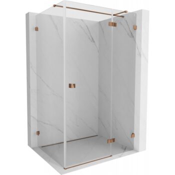 MEXEN/S - Lunar T sprchovací kút dvere krídlové pravá 135 x 120, transparent, ružové zlato 834T-135-120-60-00-P