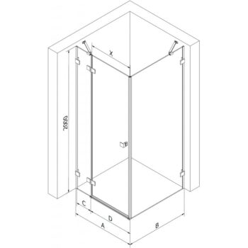 MEXEN/S - Lunar sprchovací kút dvere krídlové ľavá 70 x 70, transparent, ružové zlato 834-070-070-60-00-L