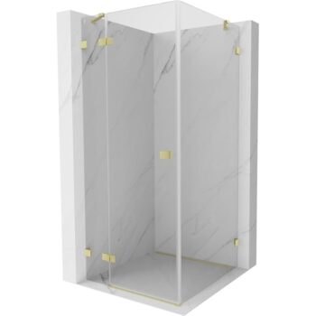 MEXEN/S - Lunar sprchovací kút dvere krídlové ľavá 70 x 70, transparent, zlato kartáčovaná 834-070-070-55-00-L