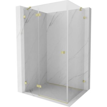MEXEN/S - Lunar sprchovací kút dvere krídlové ľavá 80 x 70, transparent, zlato kartáčovaná 834-080-070-55-00-L
