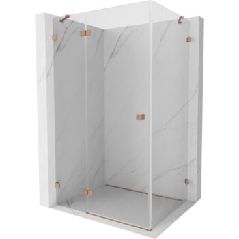 MEXEN/S - Lunar sprchovací kút dvere krídlové ľavá 90 x 70, transparent, meď kartáčovaná 834-090-070-65-00-L
