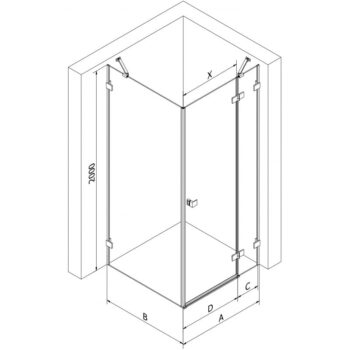 MEXEN/S - Lunar sprchovací kút dvere krídlové pravá 70 x 70, transparent, grafit kartáčovaná 834-070-070-66-00-P