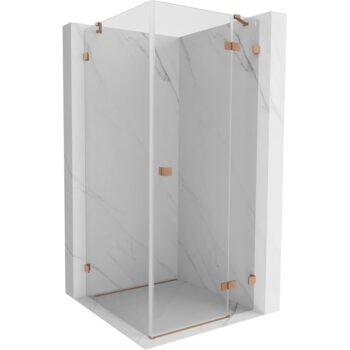MEXEN/S - Lunar sprchovací kút dvere krídlové pravá 70 x 70, transparent, meď kartáčovaná 834-070-070-65-00-P
