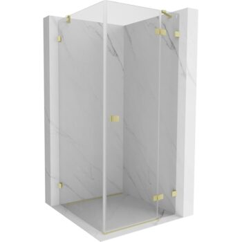 MEXEN/S - Lunar sprchovací kút dvere krídlové pravá 70 x 70, transparent, zlato kartáčovaná 834-070-070-55-00-P