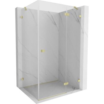 MEXEN/S - Lunar sprchovací kút dvere krídlové pravá 90 x 70, transparent, zlato kartáčovaná 834-090-070-55-00-P