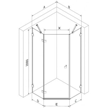 MEXEN/S - Lunar sprchovací kút päťboký krídlový ľavá 100 x 80, transparent, zlato kartáčovaná 831-100L-080P-55-00-L