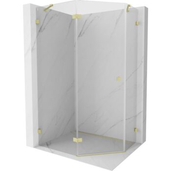 MEXEN/S - Lunar sprchovací kút päťboký krídlový ľavá 100 x 80, transparent, zlato kartáčovaná 831-100L-080P-55-00-L