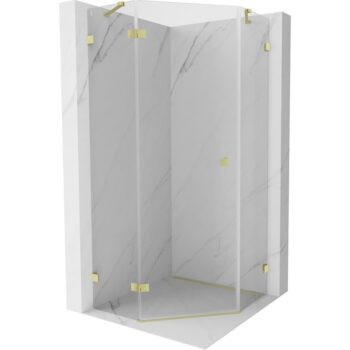 MEXEN/S - Lunar sprchovací kút päťboký krídlový ľavá 80 x 80, transparent, zlato kartáčovaná 831-080L-080P-55-00-L